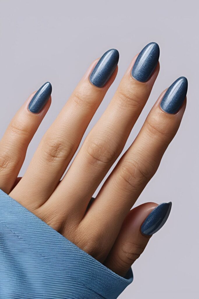 Casual and cool denim blue acrylic nails