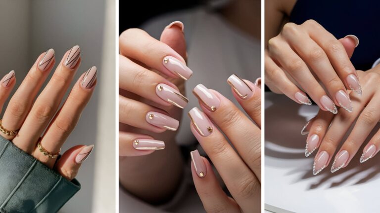 Collage of Images Showing Elegant Acrylic Nail Ideas