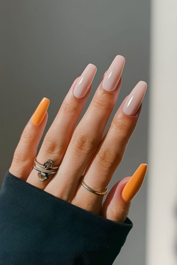 Color blocked nail art in bold and neutral colors