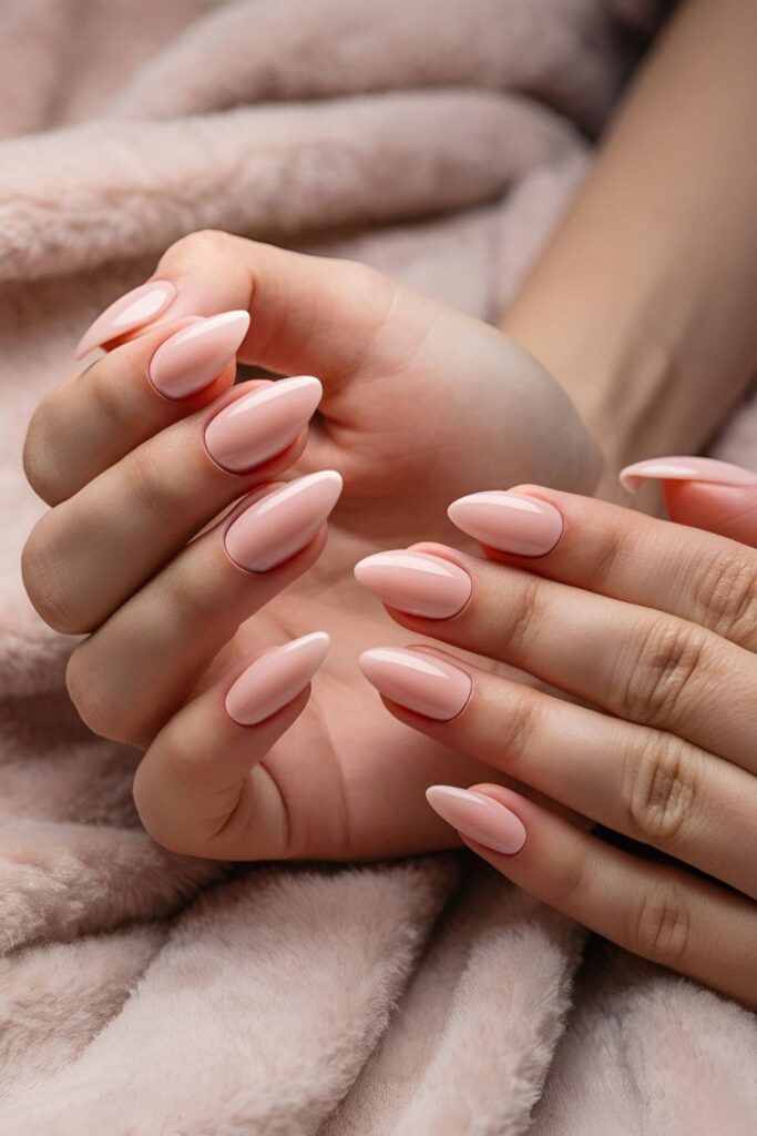 Elegant blush pink acrylic nails for a subtle and sophisticated look