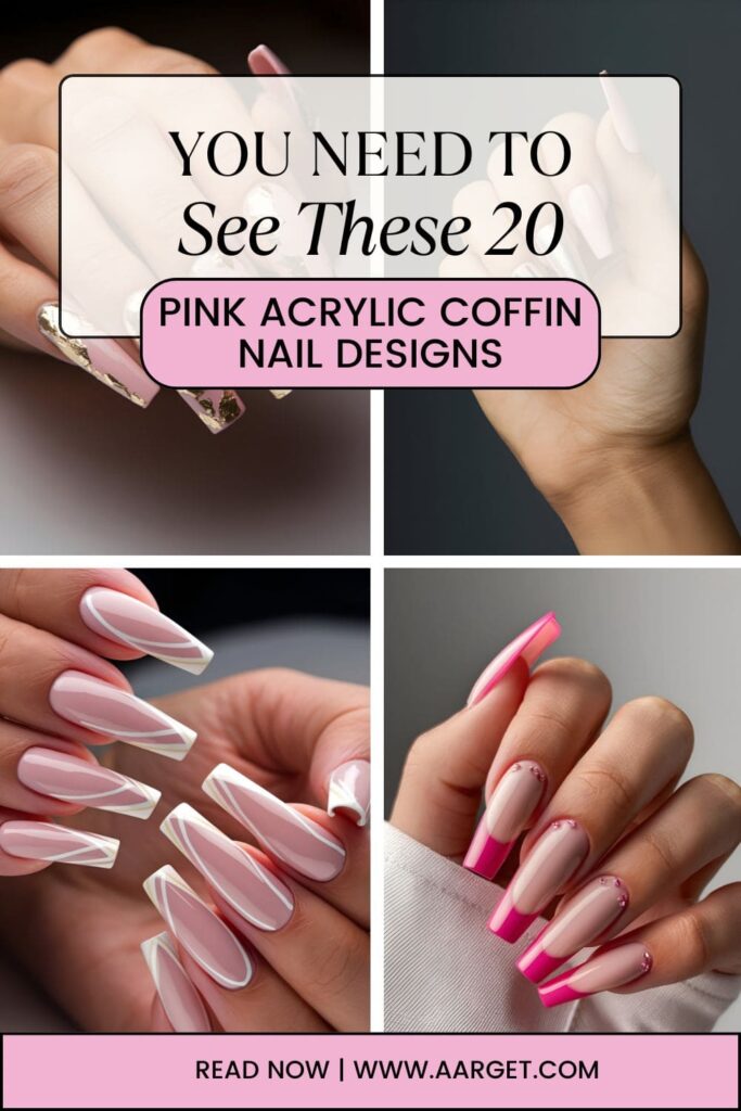 Pink Acrylic Coffin Nail Designs Pin