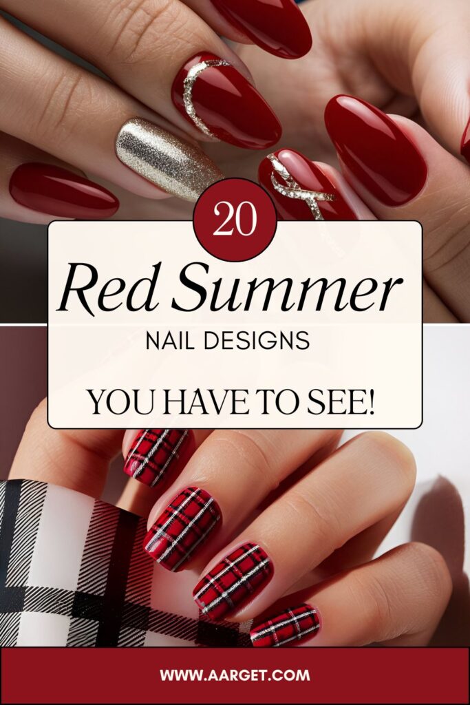 Red Summer Nail Designs Pin