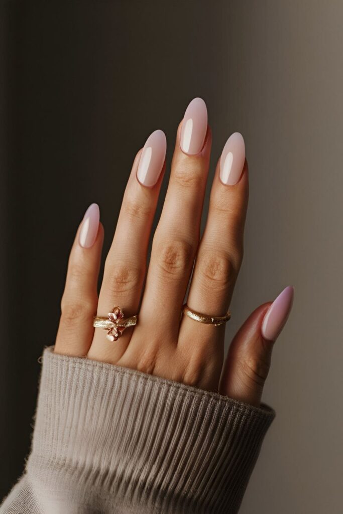 Subtle and elegant orchid nails with a fade effect gradually becoming more transparent towards the tips