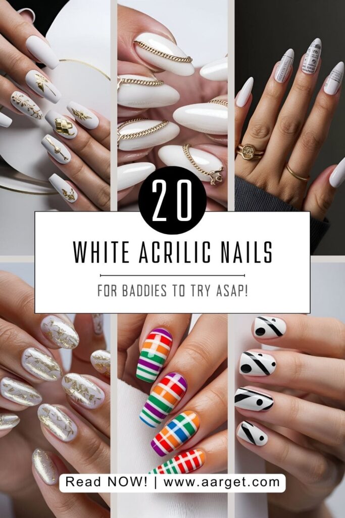 White Acrylic Nails for Baddies Pin