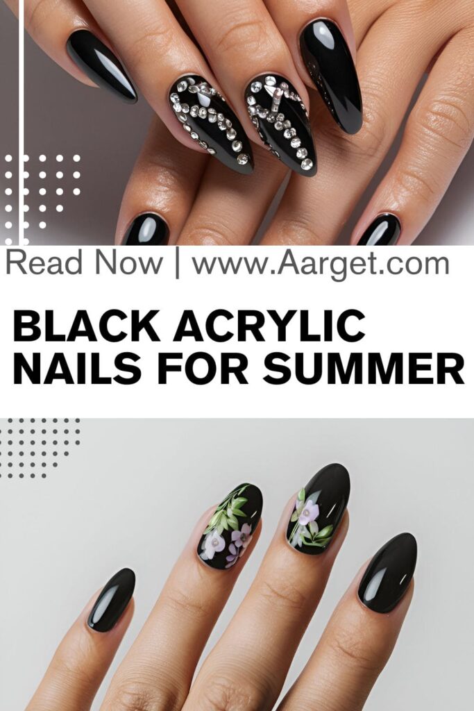 black acrylic nails for summer pin