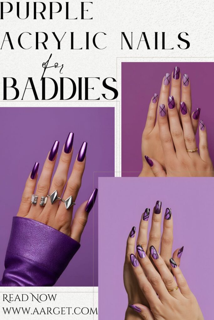 purple acrylic nails for baddies