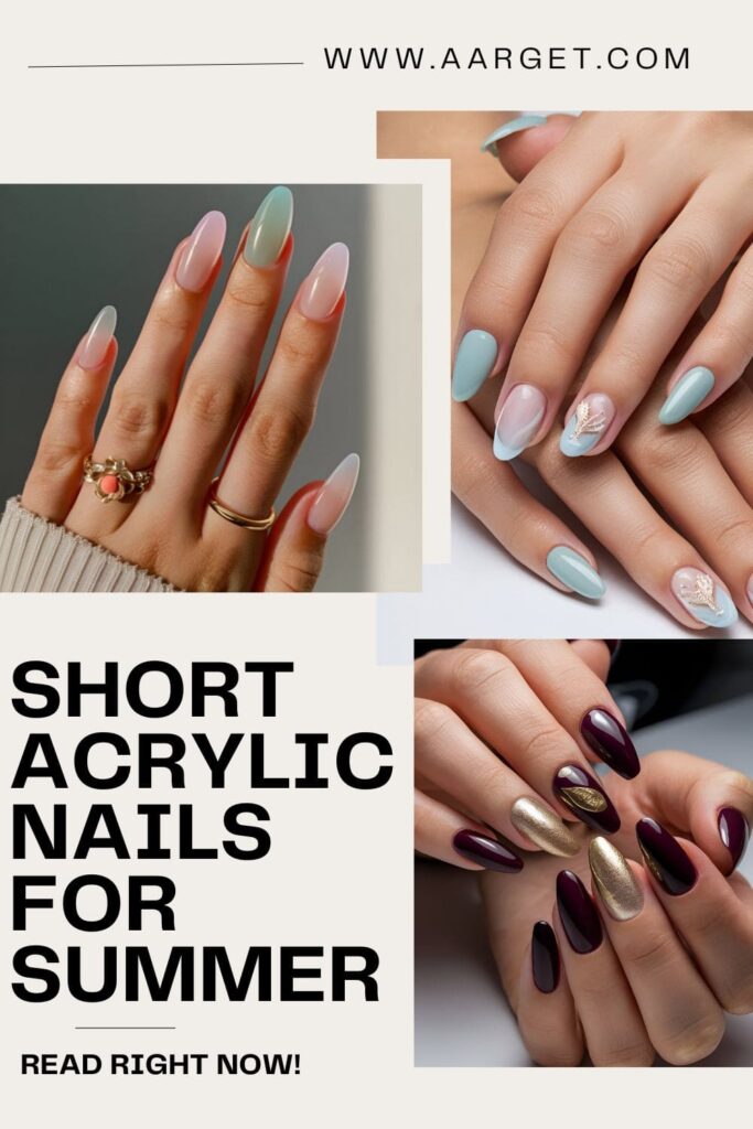 short acrylic nails for summer pin