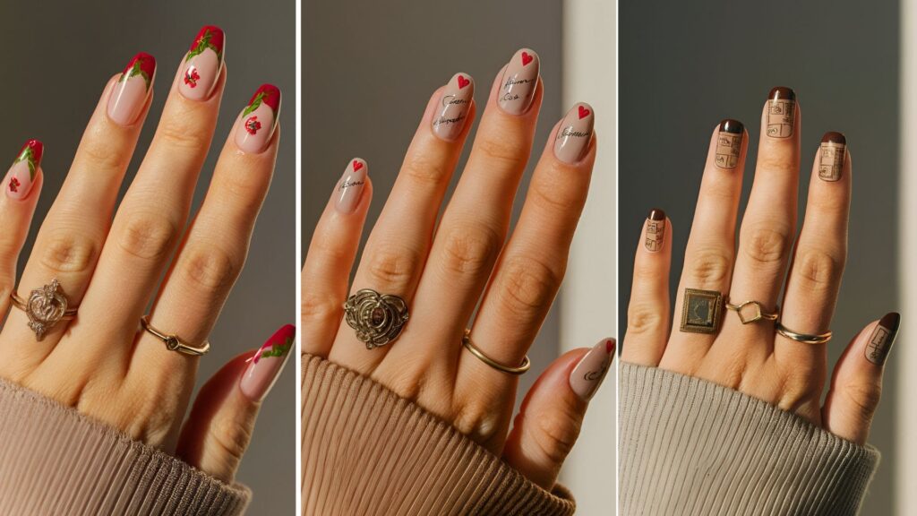 collage of three images of vintage nails