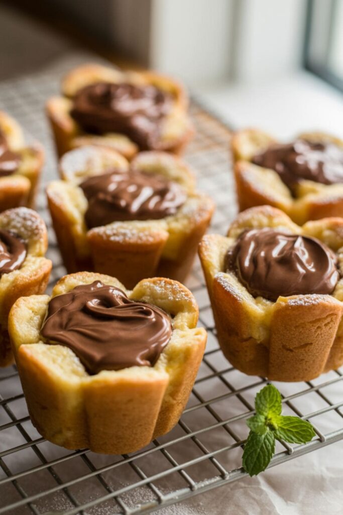 Baked muffin-style French toast with gooey Nutella centers