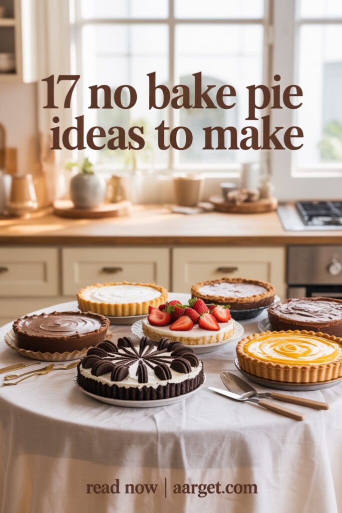 image with a text overlay 17 no bake pie ideas to make at the bottom it says Read Now _ Aarget.com